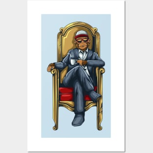 Monkey sitting throne Posters and Art